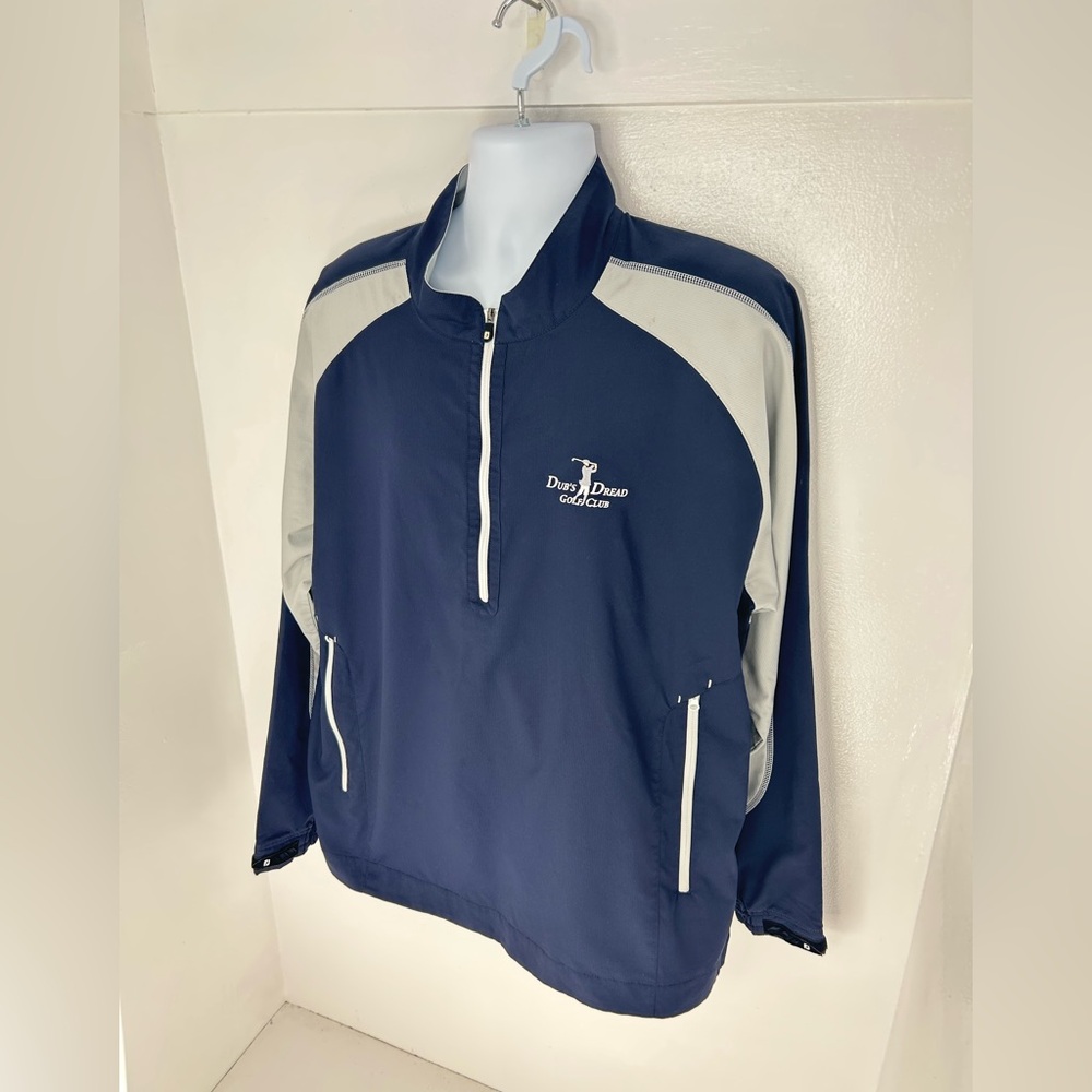 Footjoy 1/2 Zip Golf Pullover Windbreaker Jacket Size Large Dubs Dread GC KC - Picture 3 of 14